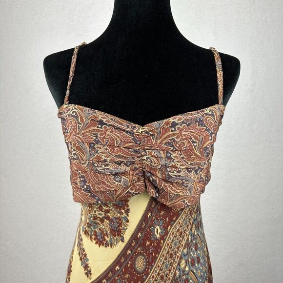 India Boutique Paisley Midi Dress Size Small Sleeveless Boho Sundress Western - Picture 7 of 16